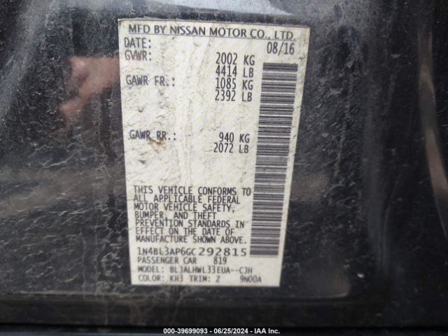 Photo 8 VIN: 1N4BL3AP6GC292815 - NISSAN ALTIMA 