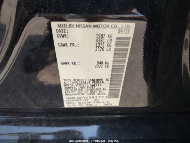 Photo 8 VIN: 1N4BL3AP7FC582723 - NISSAN ALTIMA 