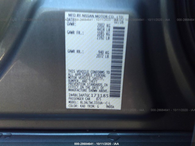 Photo 8 VIN: 1N4BL3AP7GC173185 - NISSAN ALTIMA 