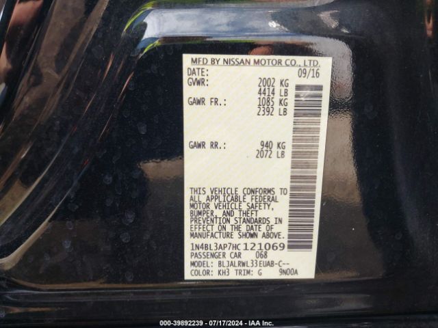 Photo 8 VIN: 1N4BL3AP7HC121069 - NISSAN ALTIMA 