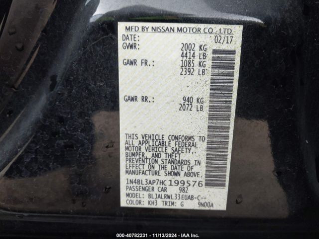 Photo 8 VIN: 1N4BL3AP7HC199576 - NISSAN ALTIMA 