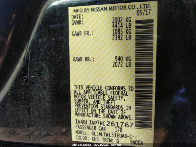 Photo 8 VIN: 1N4BL3AP7HC261767 - NISSAN ALTIMA 