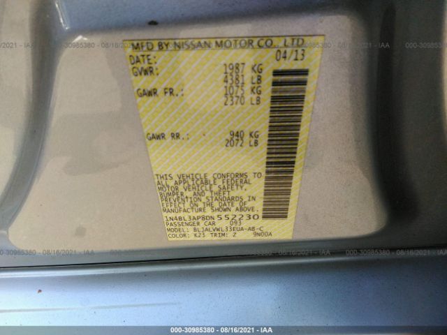 Photo 8 VIN: 1N4BL3AP8DN552230 - NISSAN ALTIMA 