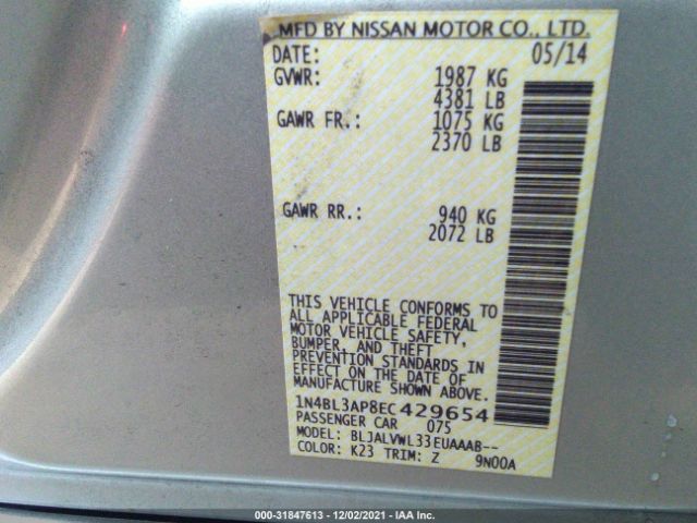 Photo 8 VIN: 1N4BL3AP8EC429654 - NISSAN ALTIMA 