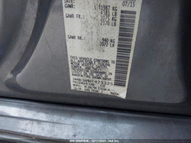 Photo 8 VIN: 1N4BL3AP8FC475325 - NISSAN ALTIMA 