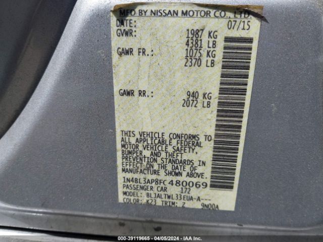 Photo 8 VIN: 1N4BL3AP8FC480069 - NISSAN ALTIMA 