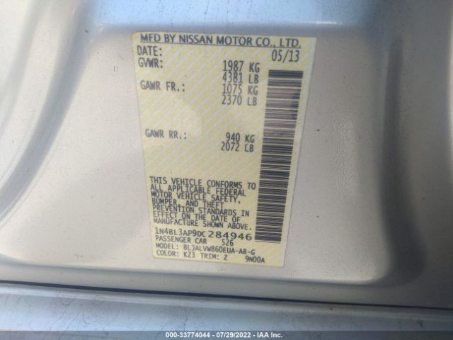 Photo 8 VIN: 1N4BL3AP9DC284946 - NISSAN ALTIMA 