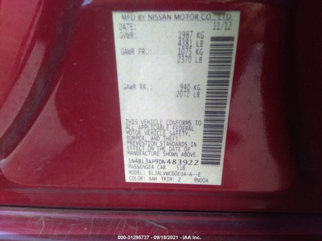 Photo 8 VIN: 1N4BL3AP9DN483922 - NISSAN ALTIMA 