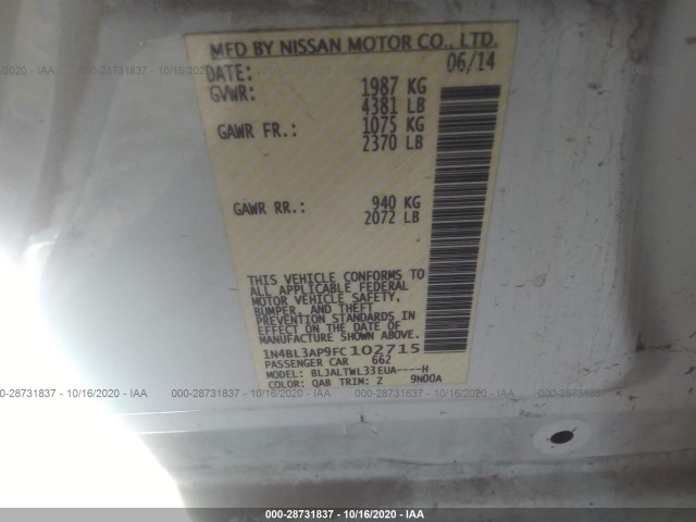 Photo 8 VIN: 1N4BL3AP9FC102715 - NISSAN ALTIMA 