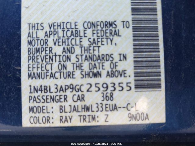 Photo 8 VIN: 1N4BL3AP9GC259355 - NISSAN ALTIMA 