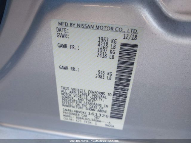 Photo 8 VIN: 1N4BL4BV0KC161326 - NISSAN ALTIMA 