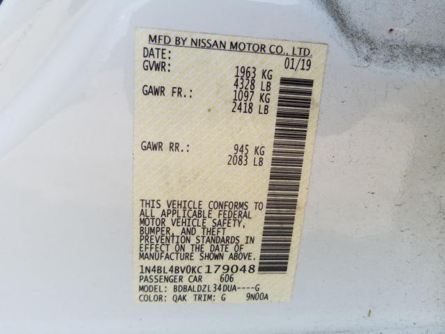 Photo 9 VIN: 1N4BL4BV0KC179048 - NISSAN ALTIMA S 