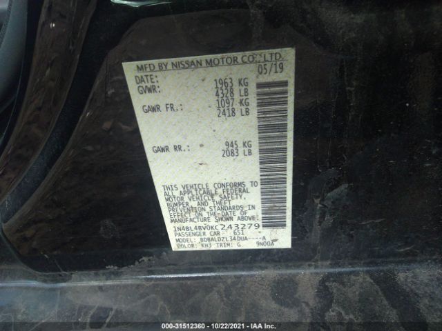 Photo 8 VIN: 1N4BL4BV0KC243279 - NISSAN ALTIMA 