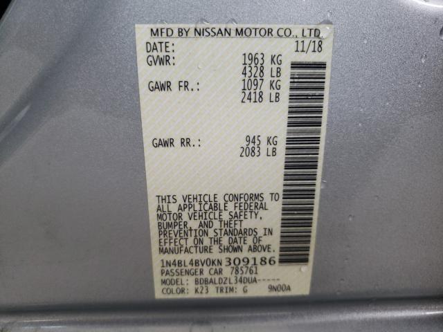 Photo 9 VIN: 1N4BL4BV0KN309186 - NISSAN ALTIMA S 