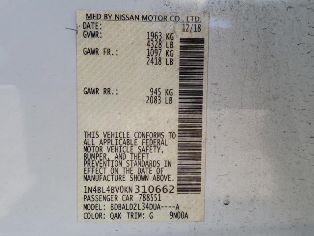 Photo 9 VIN: 1N4BL4BV0KN310662 - NISSAN ALTIMA S 