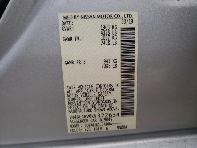 Photo 9 VIN: 1N4BL4BV0KN322634 - NISSAN ALTIMA S 