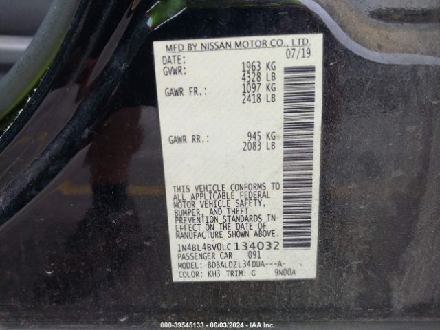 Photo 8 VIN: 1N4BL4BV0LC134032 - NISSAN ALTIMA 