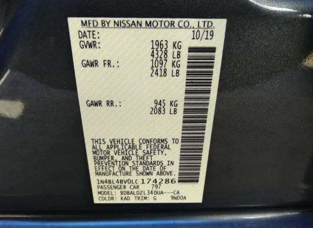 Photo 8 VIN: 1N4BL4BV0LC174286 - NISSAN ALTIMA 