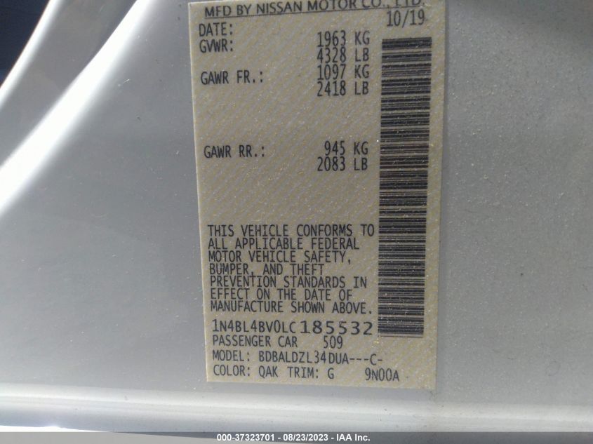 Photo 8 VIN: 1N4BL4BV0LC185532 - NISSAN ALTIMA 