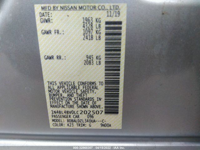 Photo 8 VIN: 1N4BL4BV0LC202507 - NISSAN ALTIMA 