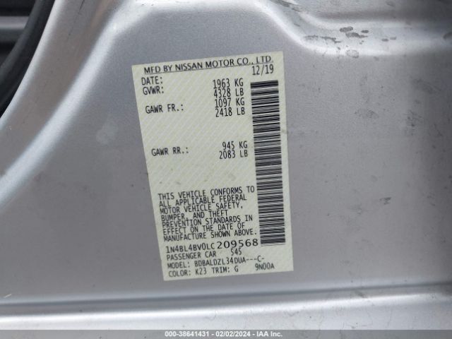 Photo 8 VIN: 1N4BL4BV0LC209568 - NISSAN ALTIMA 