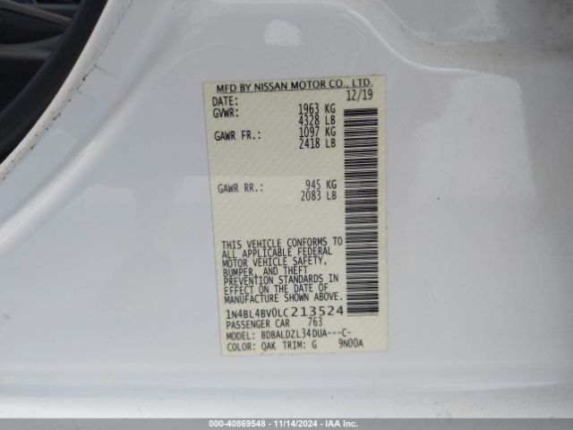 Photo 8 VIN: 1N4BL4BV0LC213524 - NISSAN ALTIMA 