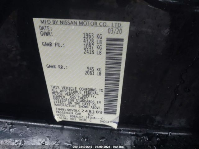 Photo 8 VIN: 1N4BL4BV0LC248189 - NISSAN ALTIMA 