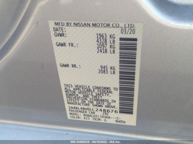 Photo 8 VIN: 1N4BL4BV0LC248676 - NISSAN ALTIMA 