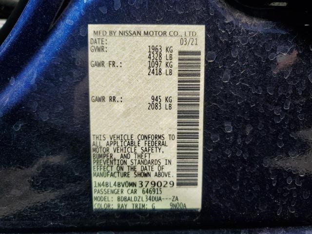 Photo 11 VIN: 1N4BL4BV0MN379029 - NISSAN ALTIMA 