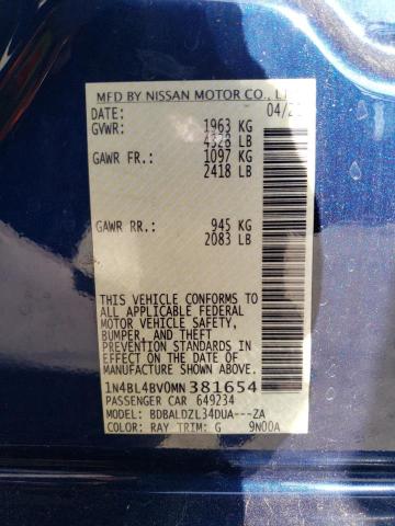 Photo 11 VIN: 1N4BL4BV0MN381654 - NISSAN ALTIMA 