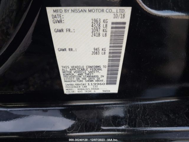 Photo 8 VIN: 1N4BL4BV1KC119960 - NISSAN ALTIMA 