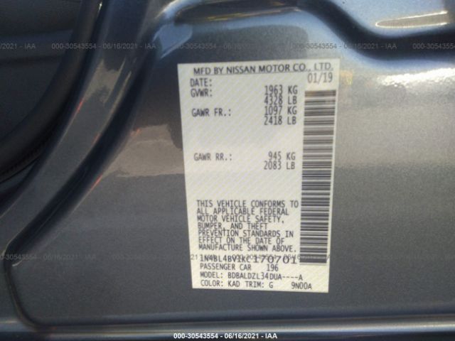 Photo 8 VIN: 1N4BL4BV1KC170701 - NISSAN ALTIMA 