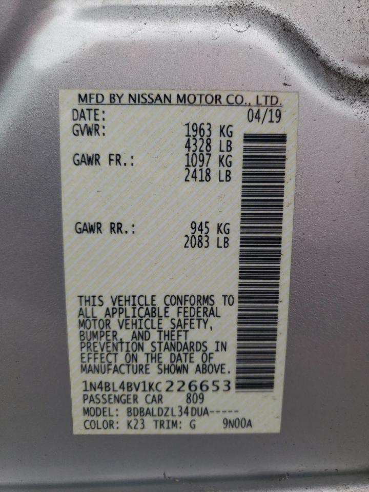 Photo 11 VIN: 1N4BL4BV1KC226653 - NISSAN ALTIMA 