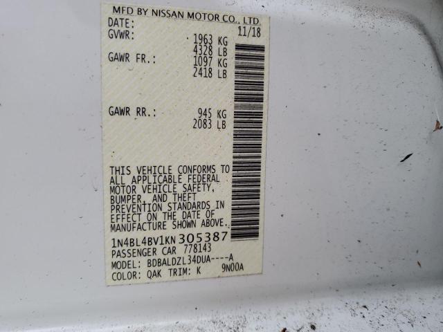 Photo 11 VIN: 1N4BL4BV1KN305387 - NISSAN ALTIMA 