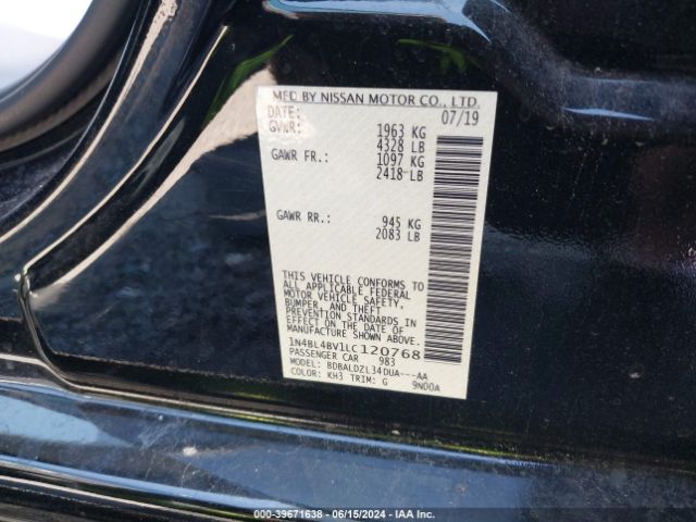 Photo 8 VIN: 1N4BL4BV1LC120768 - NISSAN ALTIMA 