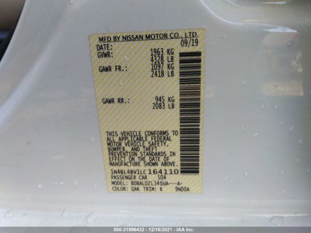 Photo 8 VIN: 1N4BL4BV1LC164110 - NISSAN ALTIMA 