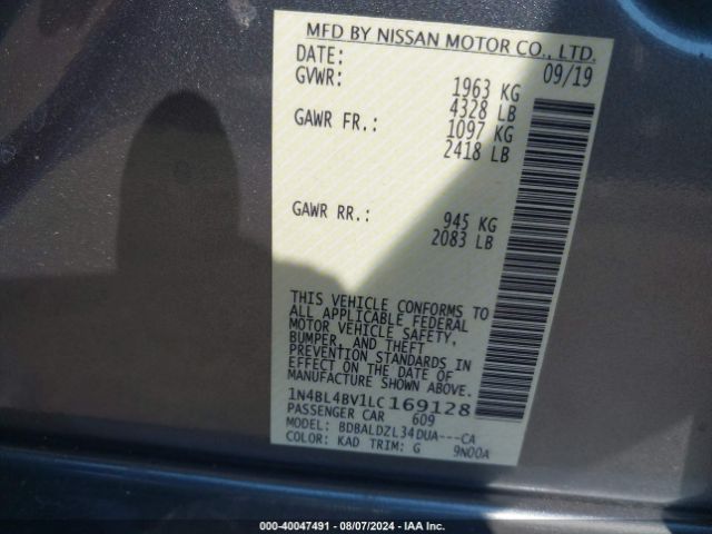 Photo 8 VIN: 1N4BL4BV1LC169128 - NISSAN ALTIMA 