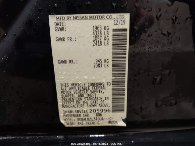 Photo 8 VIN: 1N4BL4BV1LC205996 - NISSAN ALTIMA 