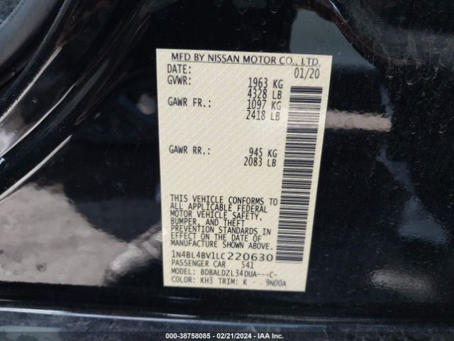 Photo 8 VIN: 1N4BL4BV1LC220630 - NISSAN ALTIMA 