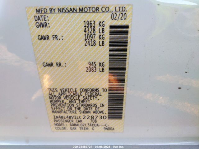 Photo 8 VIN: 1N4BL4BV1LC228730 - NISSAN ALTIMA 