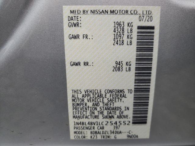 Photo 9 VIN: 1N4BL4BV1LC254552 - NISSAN ALTIMA S 