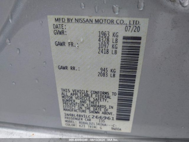 Photo 8 VIN: 1N4BL4BV1LC266961 - NISSAN ALTIMA 