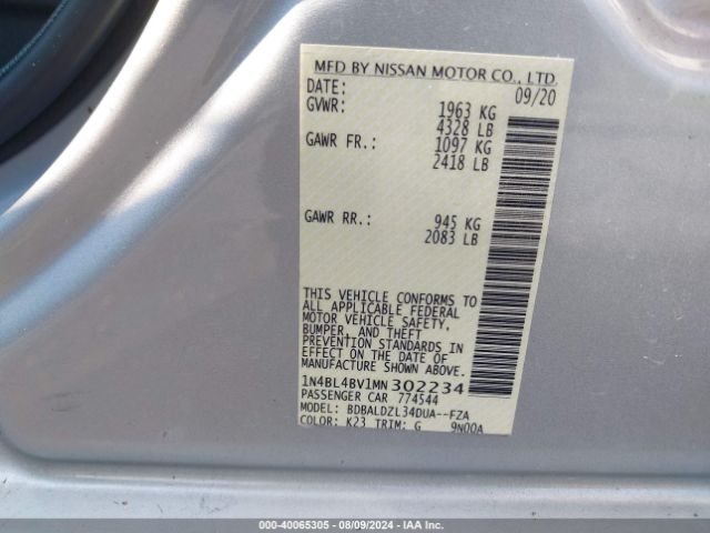 Photo 8 VIN: 1N4BL4BV1MN302234 - NISSAN ALTIMA 