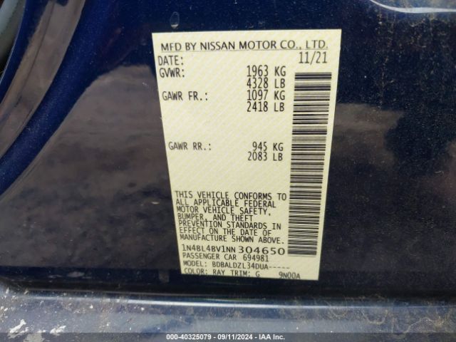 Photo 8 VIN: 1N4BL4BV1NN304650 - NISSAN ALTIMA 