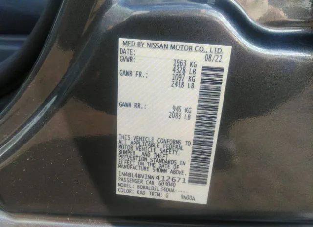 Photo 8 VIN: 1N4BL4BV1NN412671 - NISSAN ALTIMA 