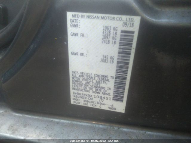 Photo 8 VIN: 1N4BL4BV2KC108451 - NISSAN ALTIMA 