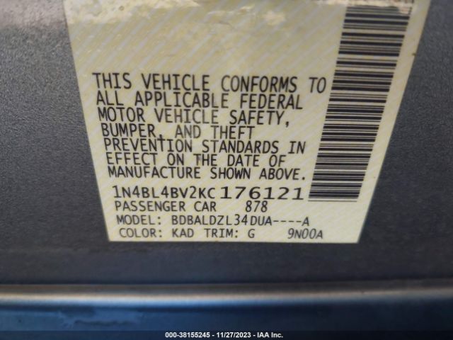 Photo 8 VIN: 1N4BL4BV2KC176121 - NISSAN ALTIMA 