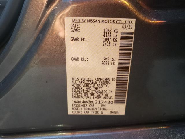 Photo 9 VIN: 1N4BL4BV2KC217430 - NISSAN ALTIMA S 