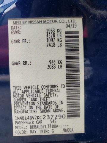 Photo 11 VIN: 1N4BL4BV2KC237290 - NISSAN ALTIMA 