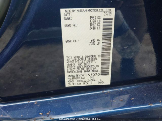 Photo 8 VIN: 1N4BL4BV2KC253070 - NISSAN ALTIMA 